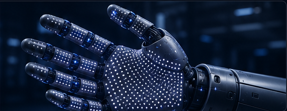Robotic hand covered with dense illuminated tactile sensing points